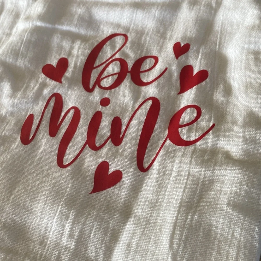 🩶 White Kitchen Towel with Red 'Be Mine' Design